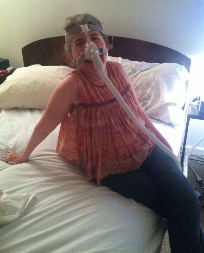 Ingrid posing with her Respironics Bi-Pap S/T