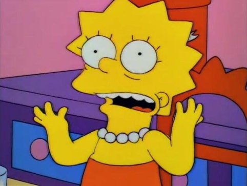Lisa Simpson throwing up her hands in horror