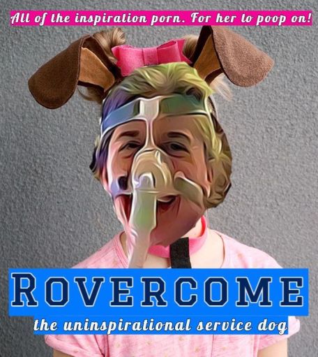 Ingrid Tischer in a Bi-Pap mask as a dog. Rovercome the uninspirational service dog. All of the inspirationporn - for her to poop on!